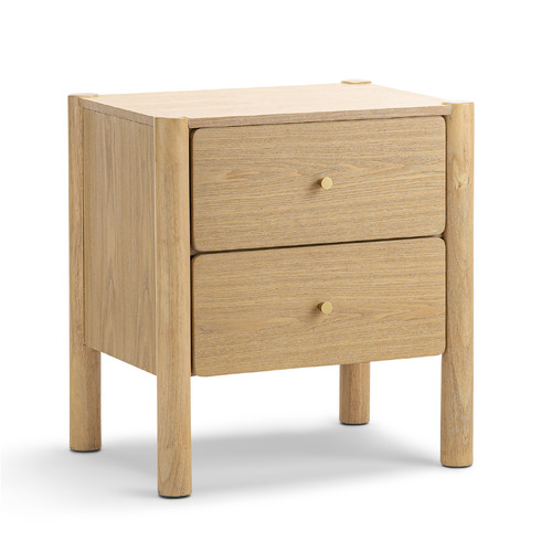 Levi 2 Drawer Bedside Table, Natural Ash