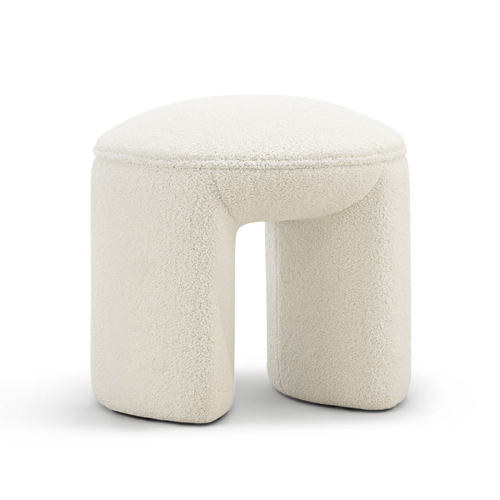 Remi Round Ottoman Stool, Teddy Cream