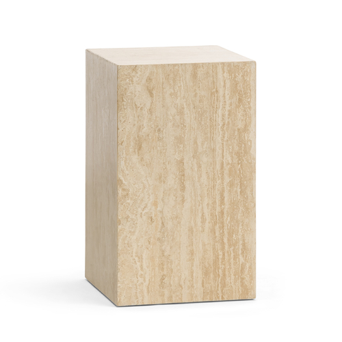 Cubie Plinth Small, Cream Travertine