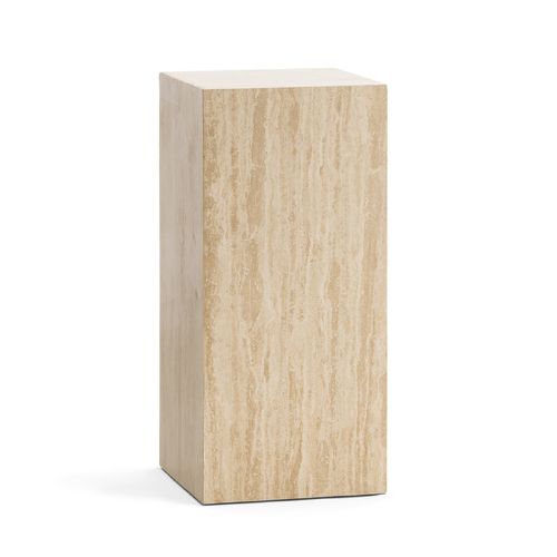 Cubie Plinth Medium, Cream Travertine