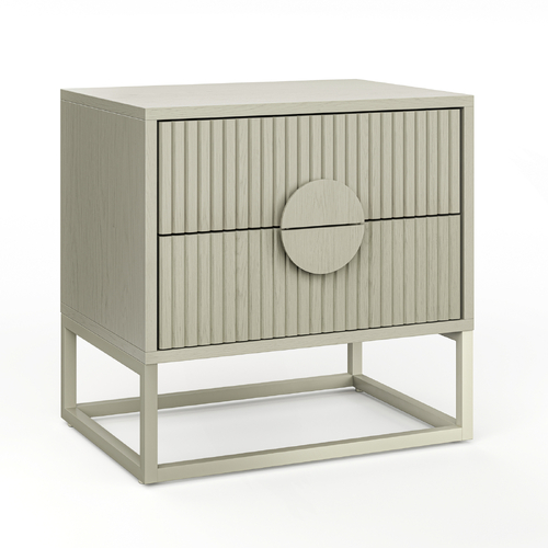 Braxton Ripple Bedside Table, Putty