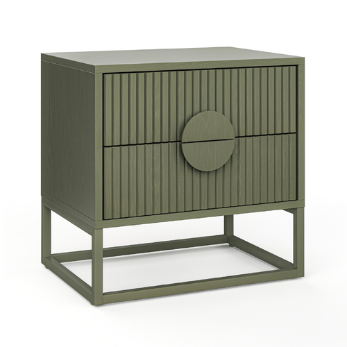 Braxton Ripple Bedside Table, Olive Green