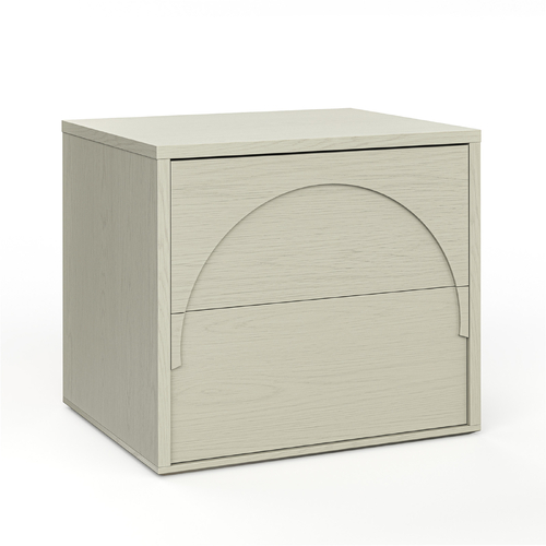 Aurora 2 Drawer Arch Bedside Table, Putty