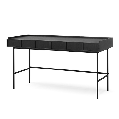 Linea 2 Drawer 140cm Desk, Black Oak