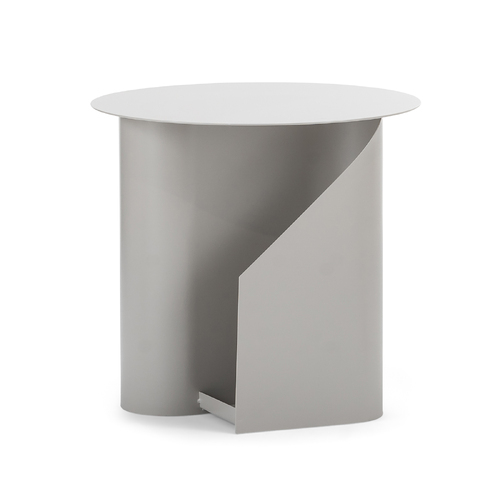 Zeke Round Side Table, Dove Grey