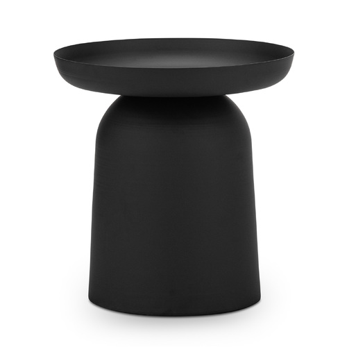 Sirkel Pedestal Round Side Table, Matte Black